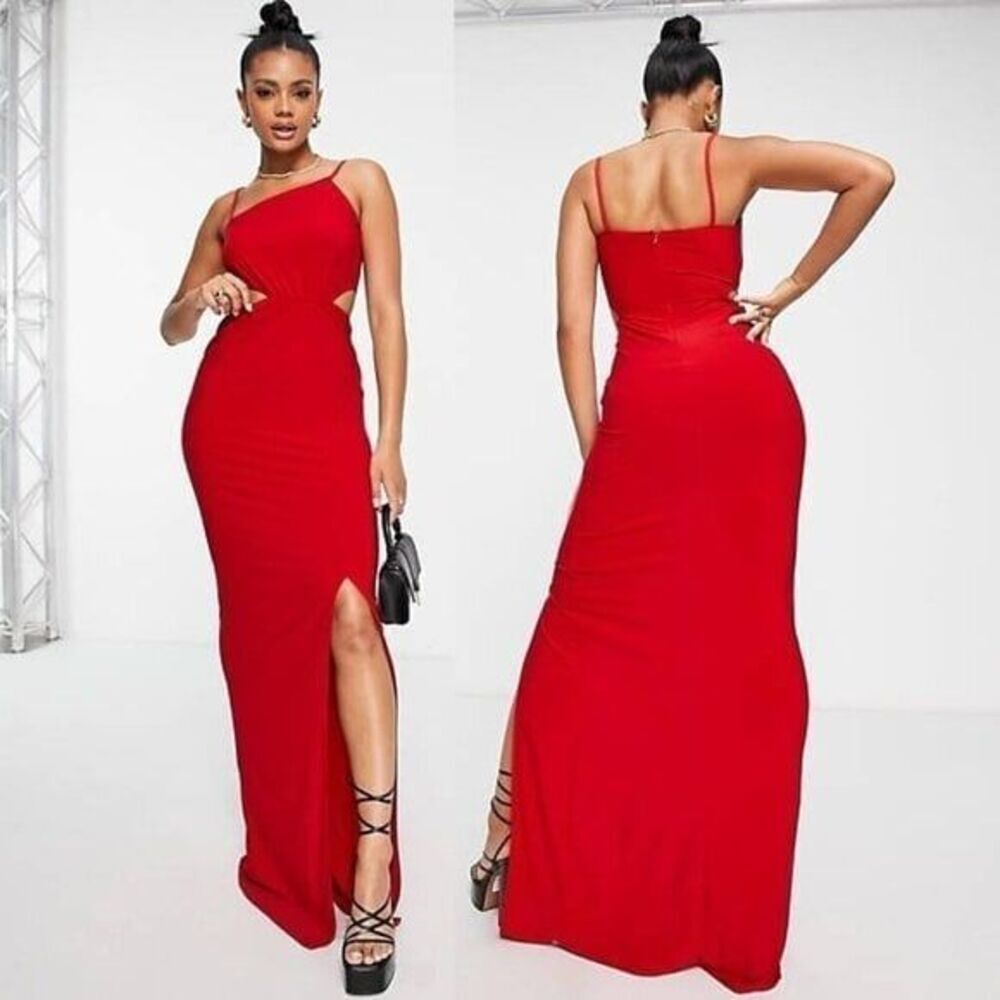 Trendyol Women's Asymmetric Smooth Stretch Maxi Dress Party Red Size 10 $109